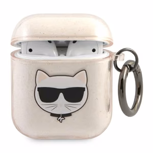 Karl Lagerfeld Glitter Choupette Suojakuori AirPods 1 / 2 - Kultainen