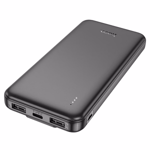 Varavirtalähde Hoco 10000 mAh 2A integroiduilla USB-C + Lightning -kaapeleilla J118 musta