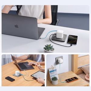 Cuktech AD653W wall power adapter 67 W GaN, 2× USB-C and USB-A, with 70 cm retractable USB-C cable – white