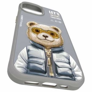 Nimmy Cool&Cute 2.0 Bear Suojakuori iPhone 15:lle - harmaa