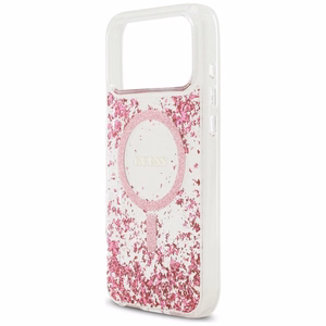 GUESS Suojakuori iPhone 17 Pro Max:lle MagSafe-yhteensopiva GUHMP17XRGRGEP (Resin Bottom Glitter) vaaleanpunainen