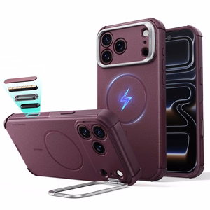 ESR Cyber Tough Kickstand MagSafe suojakuori malleille iPhone 18 Pro Max / 17 Pro Max, tumma kirsikanvärinen