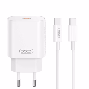 XO wall charger CE25 PD 25W 1x USB-C white + cable USB-C - Lightning