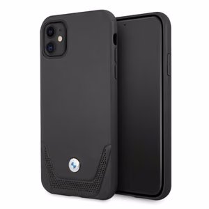 BMW nahkainen rei'itetty kotelo iPhone 11 / Xr - musta