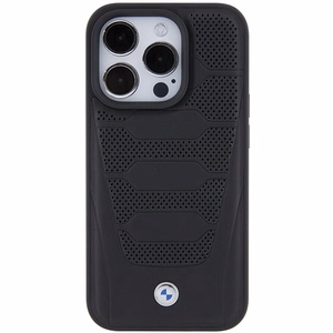 BMW Nahkainen Seats Pattern Suojakuori iPhone 15 Pro Max:lle - musta