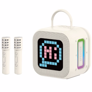 Blavec kannettava Bluetooth-kaiutin WS-09 Karaoke Fun - 10W 2 mikrofonilla ja näytöllä (WS09-2MBE) beige