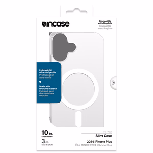 Incase Slim Case -suojakuori MagSafe-tuella iPhone 16 Plus -puhelimelle, läpinäkyvä
