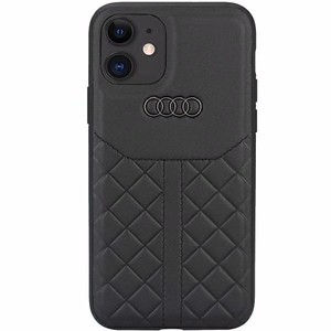 Audi Genuine Leather Suojakuori iPhone 11 / Xr 6.1 musta/musta kova kuori AU-TPUPCIP11R-Q8/D1-BK