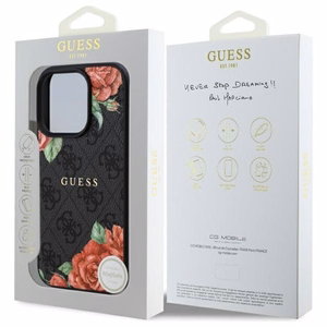 Guess GUHMP16XP4ROPEMCK iPhone 16 Pro Max 6.9" Musta/Musta Kova Suojakuori 4G Flowers Print MagSafe