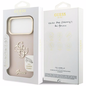 GUESS Grained Big 4G & Stand Camera -suojakuori iPhone 17 Pro Max - pinkki