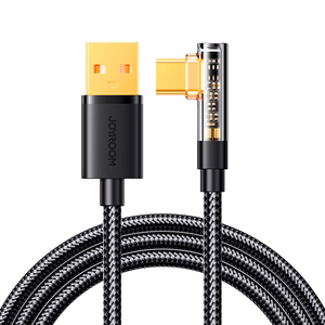 Joyroom Gaming kaapeli S-UC027A6 USB-C (kulmikas) / USB-A (suora) 3A 1.2 m - musta