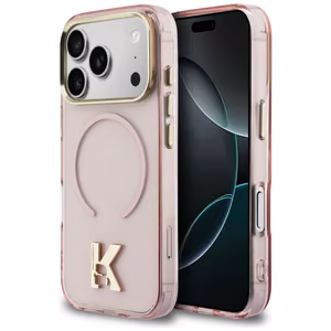 Karl Lagerfeld IML K Head Logo MagSafe -suojakuori iPhone 17 Pro:lle vaaleanpunainen