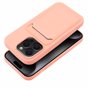 Suojakuori iPhone 15 PRO:lle Card Case vaaleanpunainen