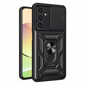 Hybrid Armor Camshield case for Samsung M54 with camera cover - black