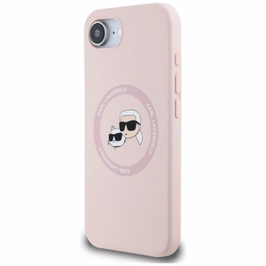 Karl Lagerfeld HC MagSafe Silikoninen Double Heads Suojakuori iPhone 16e:lle - Vaaleanpunainen