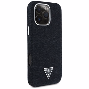 Guess Denim Triangle Logo MagSafe Suojakuori iPhone 16 Pro:lle - musta