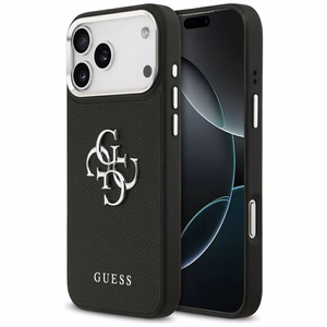 Guess Grained Big 4G Classic Logo Suojakuori iPhone 17 Pro Max:lle - Musta
