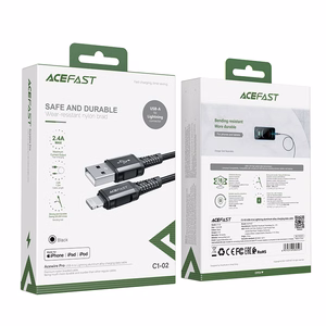 Acefast kaapeli MFI USB - Lightning 1.2m, 2.4A musta (C1-02 black)