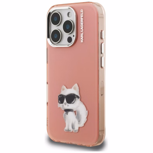 Karl Lagerfeld IML Aquarelle Choupette & Logo Suojakuori iPhone 16 Pro Maxille - Vaaleanpunainen