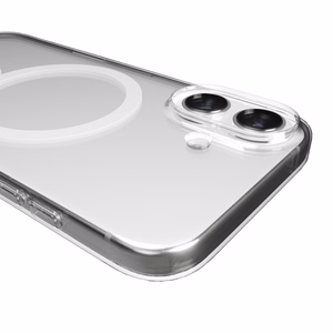 Puro Lite Mag TPU+PC suojakuori MagSafe-yhteensopiva iPhone 17:lle - läpinäkyvä valkoisella renkaalla