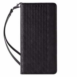 Magneetti hihna Kotelo iPhone 14 Pro Flip lompakko Mini Lanyard Stand Musta