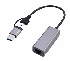 Gembird A-USB3AC-LAN-01 USB 3.1 + Type-C Gigabit-verkkoadapteri, space harmaa