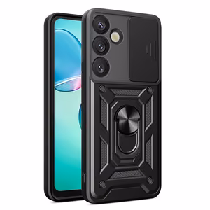 Hybrid Armor Camshield kamerasuojalla ja metallirenkaalla Samsung Galaxy S25+ - Musta