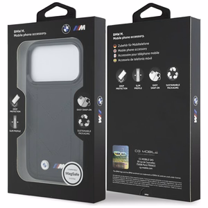 BMW M Quilted Logo MagSafe Suojakuori iPhone 17 Pro:lle - Musta