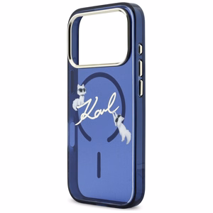 Karl Lagerfeld IML Choupettes Karl Script Logo MagSafe Suojakuori iPhone 17 Pro Max:lle - Sininen