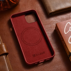 iCarer Case Leather case cover made of natural leather for iPhone 14 Plus red (compatible with MagSafe)