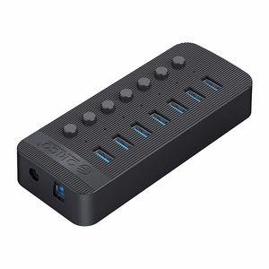 Orico CT2U3-7AB 7x USB-A 3.0 -keskitin kytkimillä - musta