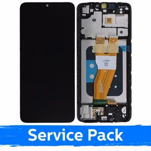 LCD-näyttö yhteensopiva Samsung A055 A05 musta kehyksellä (Service Pack)
