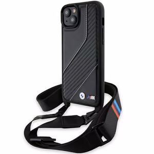 BMW M Edition Carbon Stripe & Hihna Suojakuori iPhone 15 / 14 / 13:lle - musta