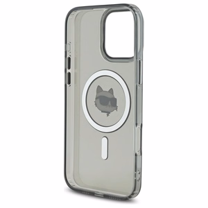Karl Lagerfeld IML Metal Choupette Head MagSafe iPhone 16 Pro Suojakuori - Musta