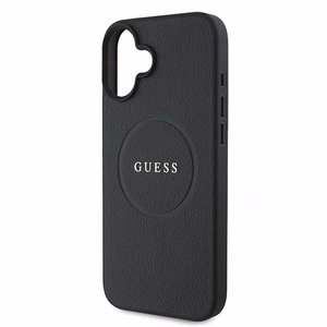 Guess Grained Gold Ring MagSafe Suojakuori iPhone 16 Plus:lle - Musta