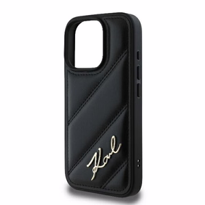 Karl Lagerfeld Quilted Signature Suojakuori iPhone 16 Pro:lle - musta
