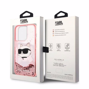 Karl Lagerfeld KLHCP14LLNCHCP iPhone 14 Pro 6.1" vaaleanpunainen/vaaleanpunainen kovakuori Glitter Choupette Head