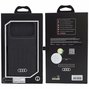 Audi -keinonahkasuojakuori laitteelle iPhone 18 Pro Max / 17 Pro Max, MagSafe-yhteensopiva – musta