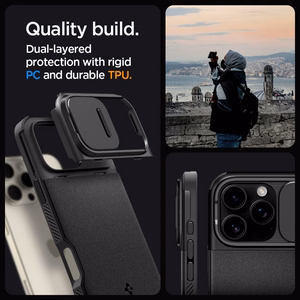 Spigen Optik Armor Mag Suojakuori MagSafe:lla iPhone 16 Pro Max:lle - musta