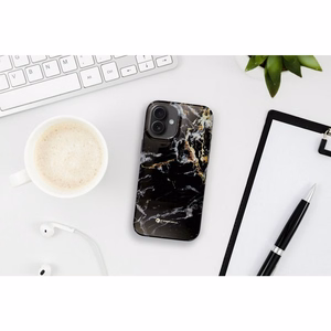 Case for iPhone 15 Forcell F-Protect Mirage compatible with Magsafe Military Drop-Test black marble