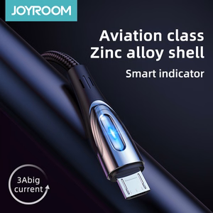 Joyroom Sharp Series S-M411 USB-A / micro USB 3A 2m kaapeli latausilmaisimella - musta