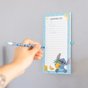 Disney Stitch Tropical -magneettinen ostoslistalehtiö jääkaappiin kynällä, 10 × 21 cm
