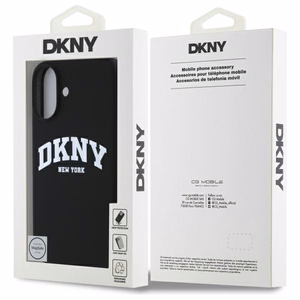 DKNY Silicone White Printed Logo MagSafe Suojakuori iPhone 16:lle - musta