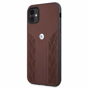 BMW Leather Curve rei'itetty kotelo iPhone 11 / Xr - punainen