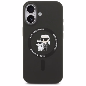 Karl Lagerfeld Silikoninen Karl&Choupette Ring MagSafe Suojakuori iPhone 17:lle - Musta