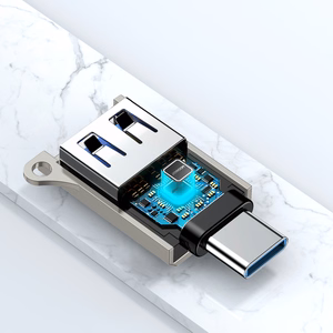Joyroom S-H151 USB-C (male) / USB-A (female) Adapter with Lanyard Eyelet - Silver