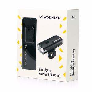 Wozinsky polkupyörän etuvalo USB-C-kaapelilla, 3000 lm – musta