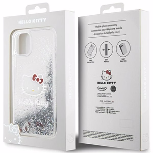 Hello Kitty Liquid Glitter Charms Kitty Head suojakuori iPhone 11 / Xr:lle - hopeinen