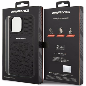 AMG AMHMP14XOSDBK iPhone 14 Pro Max 6.7 musta/musta kovakuori nahkainen Curved Lines MagSafe
