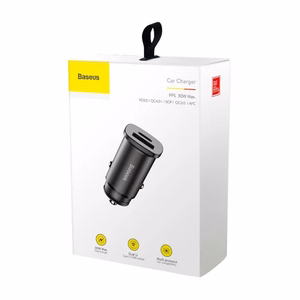 Baseus Square PPS älykäs autolaturi USB QC 4.0 ja USB-C PD 3.0 SCP -porteilla, musta (CCALL-AS01)